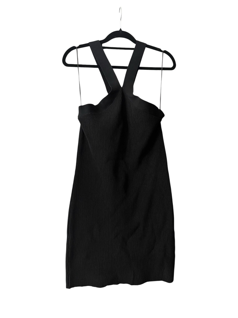 Gianni Bini Black Ribbed Cross-Strap Mini Dress